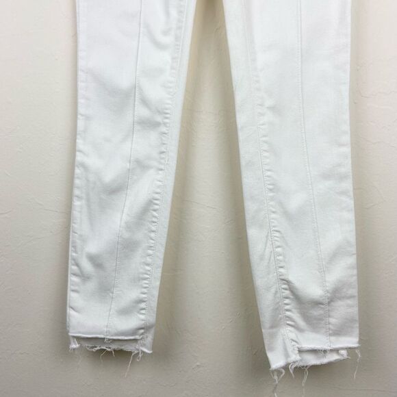 Free People Pintuck Mid-Rise Raw Hem Skinny Jeans - White - Picture 5 of 8